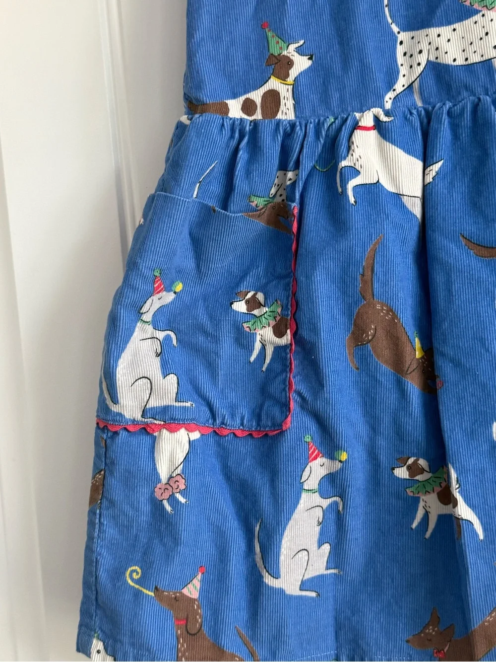 Mini Boden Needlecord Dog Patterned Dress